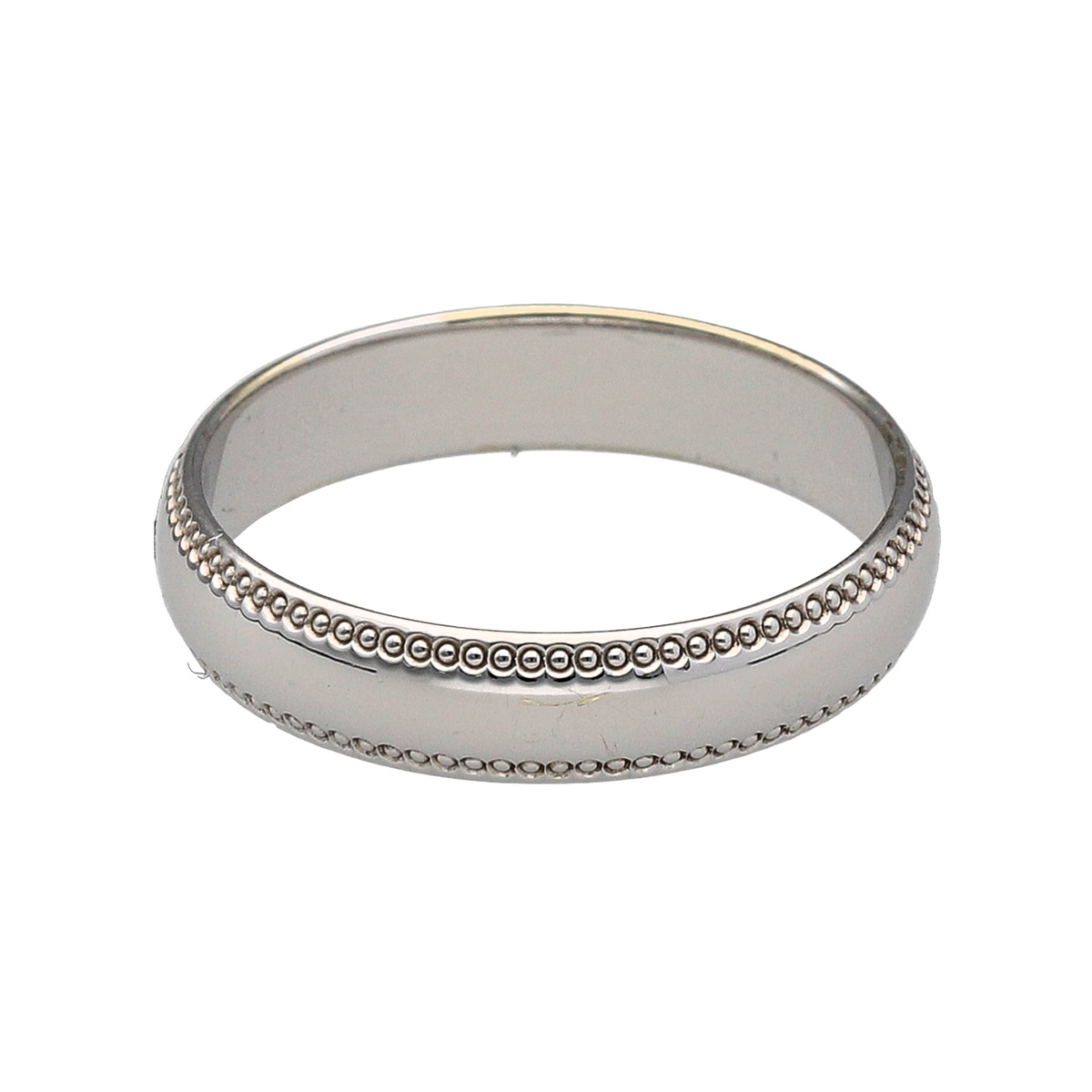 9ct White Gold Millgrain Wedding Band Ring