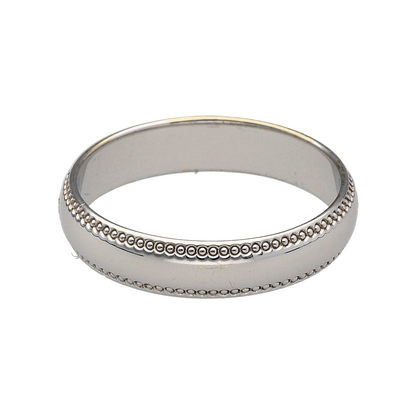 9ct White Gold Millgrain Wedding Band Ring