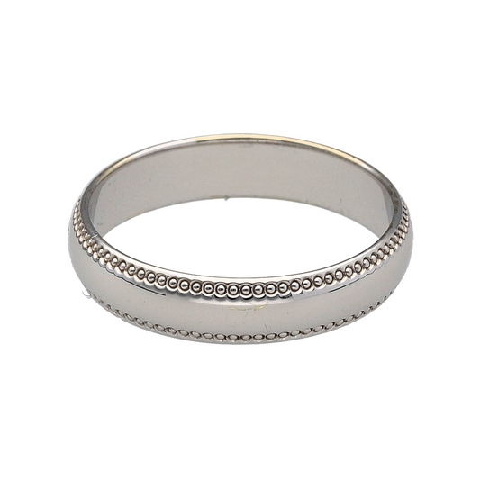 9ct White Gold Millgrain Wedding Band Ring