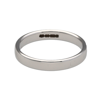 9ct White Gold Flat Court Shape Wedding Band Ring