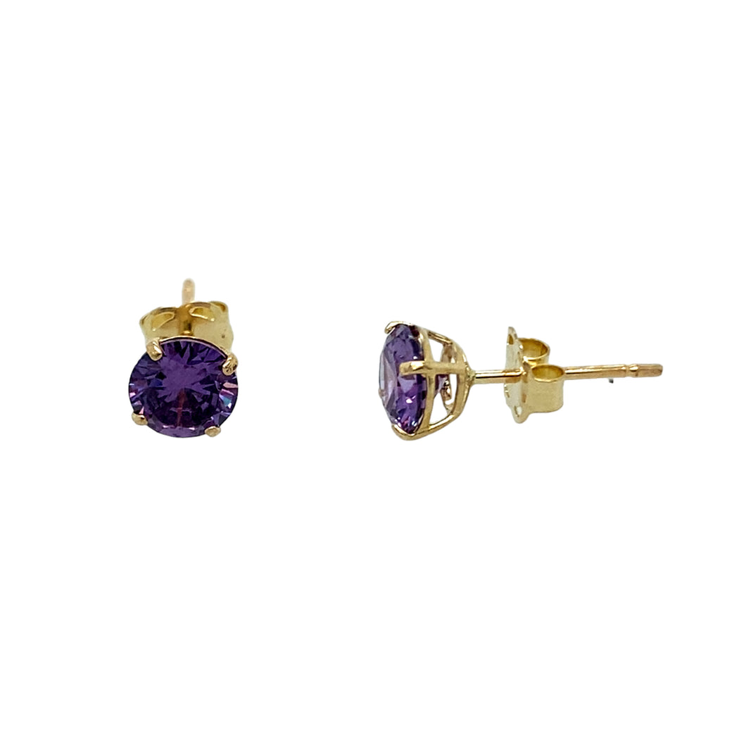 New 9ct Gold February Birthstone Stud Earrings