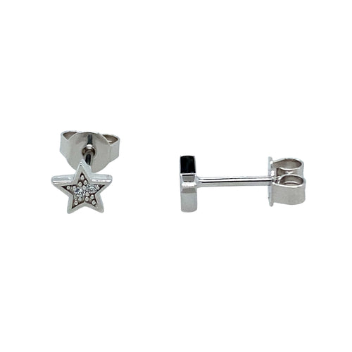 925 Silver & Cubic Zirconia Set Star Stud Earrings