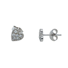Load image into Gallery viewer, 925 Silver &amp; Cubic Zirconia Set Heart Stud Earrings
