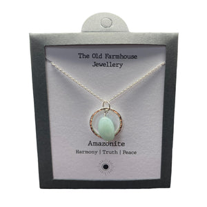 New 925 Silver & Amazonite Set Nugget 18" Necklace with the approximate weight 3 grams. The necklace contains one gemstone which is approximately 13mm by 9mm and the link width of the chain is 1mm. Amazonite is said to bring harmony, truth and peace to the wearer