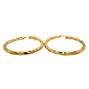 New 925 Silver Heavily 9ct Gold Plated Greek Key Patterned Hoop Creole Earrings with the weight 8.60 grams. The hoops are diameter 4.5cm and width 4mm