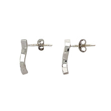 Load image into Gallery viewer, Preowned 9ct White Gold &amp; Diamond Set Wave Bar Stud Earrings with the weight 1.40 grams
