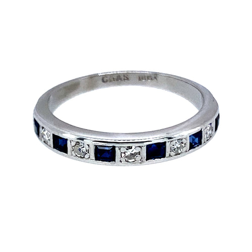 18ct White Gold Diamond & Sapphire Set Eternity Style Ring