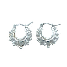 Load image into Gallery viewer, 925 Silver Fancy Circle Creole Earrings
