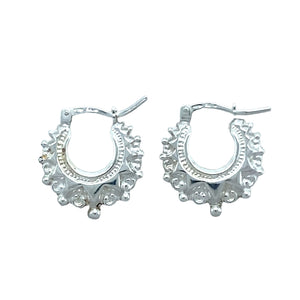 925 Silver Fancy Circle Creole Earrings