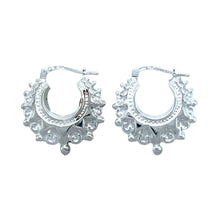 Load image into Gallery viewer, 925 Silver Fancy Circle Creole Earrings
