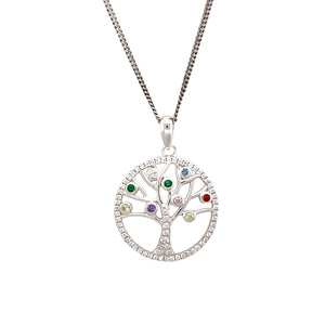 New 925 Silver & Stone Set Tree of Life 18" Necklace