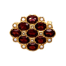 Load image into Gallery viewer, 9ct Gold Garnet &amp; Seed Pearl Set Brooch
