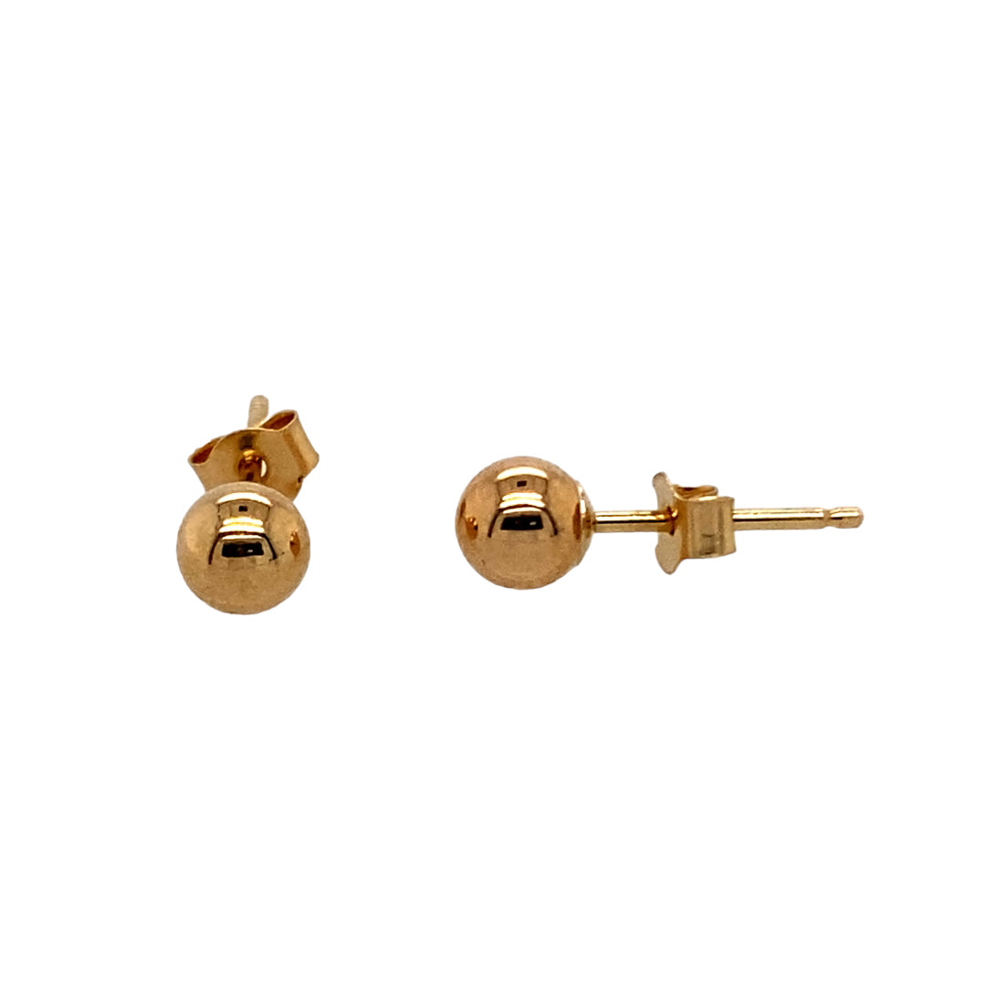 3mm 4mm 5mm Ball Gold Tone 316L Stainless Steel Stud Earrings 3 Pack