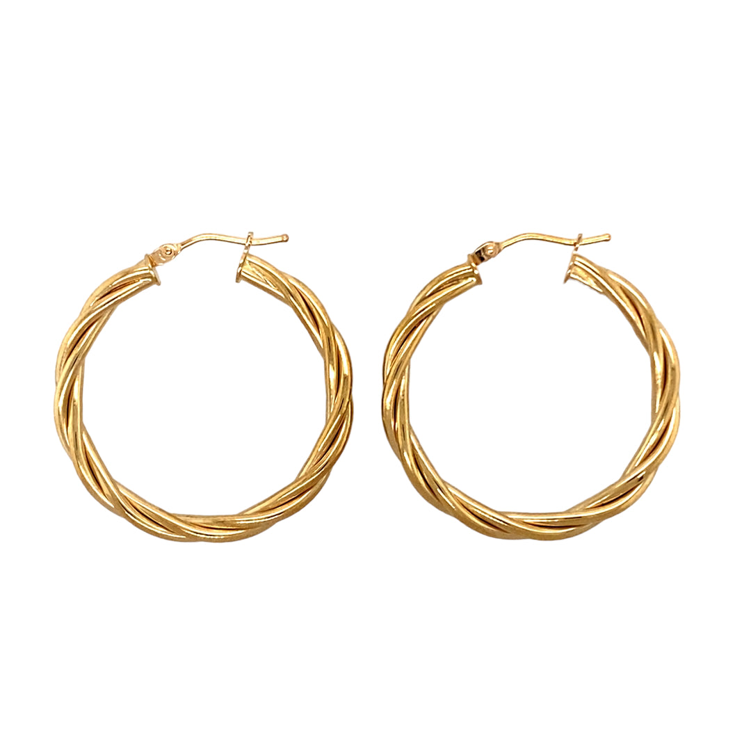 9ct Gold Twist Hoop Earrings
