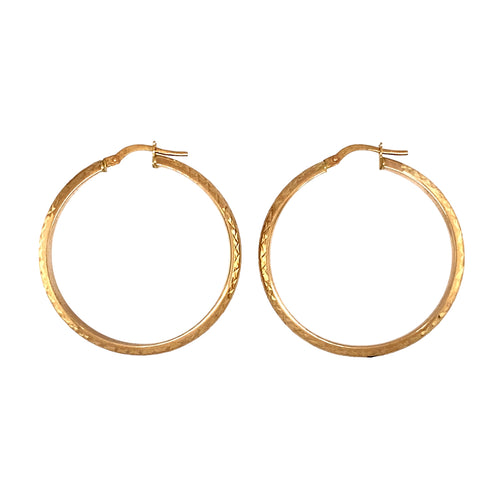 9ct Gold Sparkle Hoop Earrings