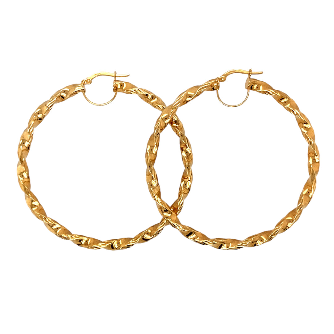 9ct Gold Twist Hoop Earrings
