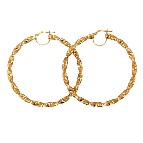 9ct Gold Twist Hoop Earrings