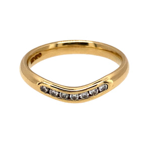 18ct Gold & Diamond Set Wishbone Band Ring