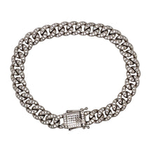 Load image into Gallery viewer, New 925 Silver &amp; Cubic Zirconia Set 9&quot; English Cuban Bracelet 34 grams
