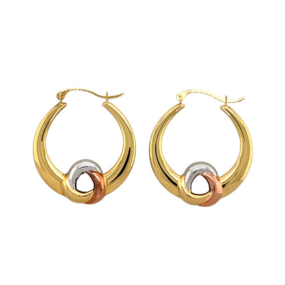 9ct Gold Three Colour Knot Creole Earrings