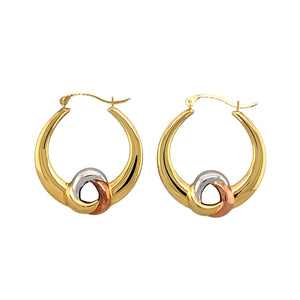 9ct Gold Three Colour Knot Creole Earrings