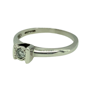 Preowned 9ct White Gold & Diamond Set Solitaire Ring in size O with the weight 3 grams. The Diamond is approximately 10pt 