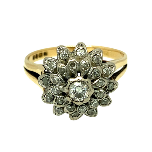 18ct Gold & Diamond Flower Ring