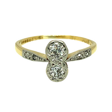 Load image into Gallery viewer, 18ct Gold &amp; Platinum Diamond Double Solitaire Ring
