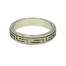 Load image into Gallery viewer, New 9ct White Gold 4mm Greek Key Patterned Band Ring
