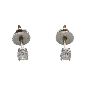 New 18ct White Gold 0.15pt Diamond Stud Earrings with the weight 0.90 grams. There is 30pt in total in the earrings with 15pt on each stud. The Diamond are approximately Si1 and colour I -J. The earrings have screw backs for extra safety and each stud is approximately 15mm long