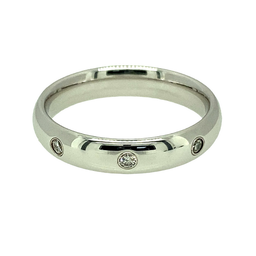 New 9ct White Gold & Diamond Set Band Ring