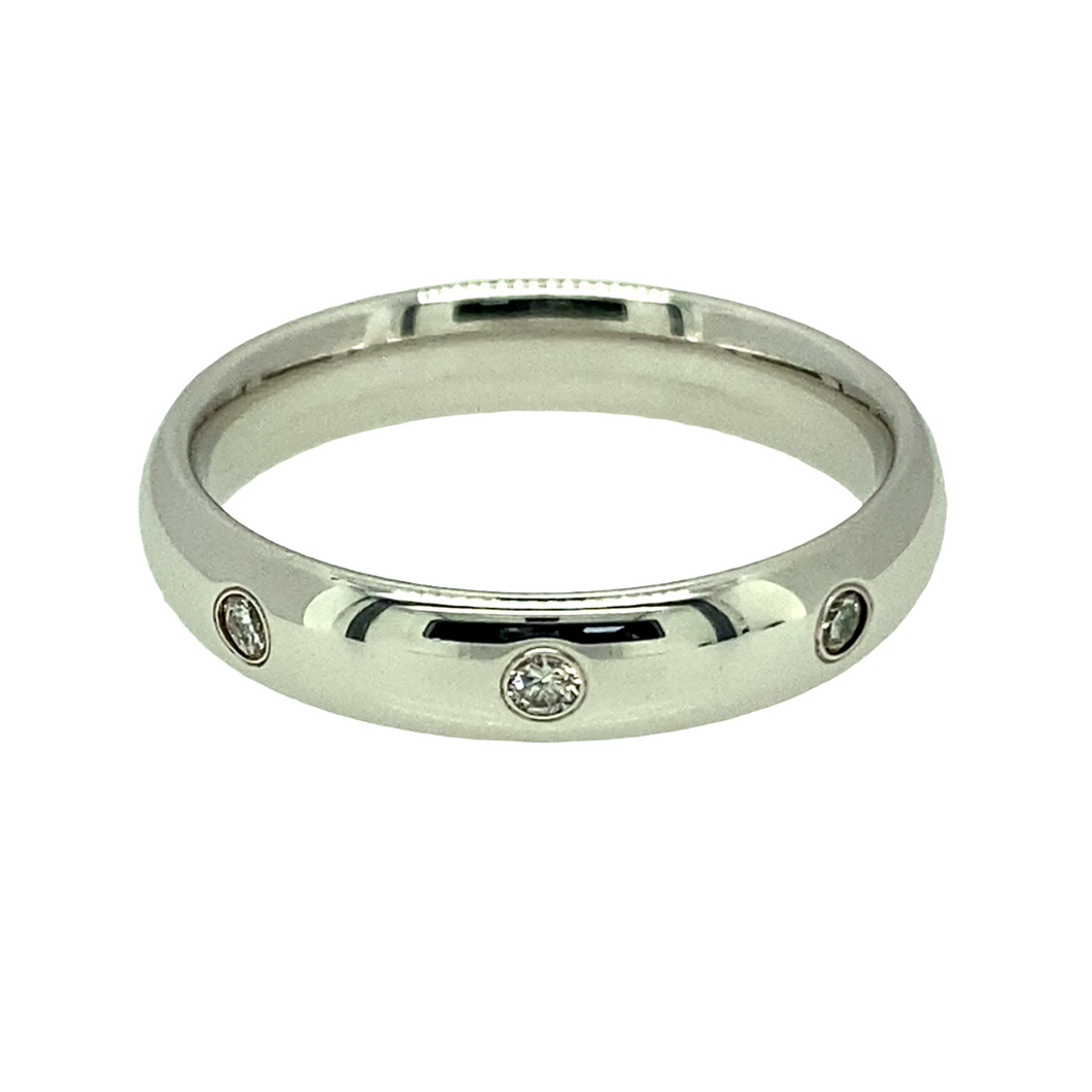 New 9ct White Gold & Diamond Set Band Ring