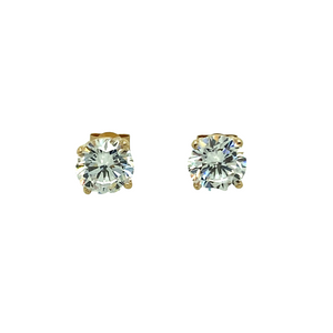 New 9ct Gold & 6mm Cubic Zirconia Round Cast Stud Earrings with the weight 1.20 grams. The backs are 10mm long