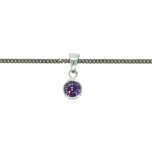 New 925 Silver June Birthstone Pendant on either an 18" or 20" curb chain. The pendant is set with a synthetic alexandrite stone which is 5mm diameter. The pendant is 14mm long including the bail