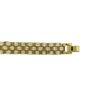 New 9ct Gold & Cubic Zirconia Set 6" Watch Style Bracelet