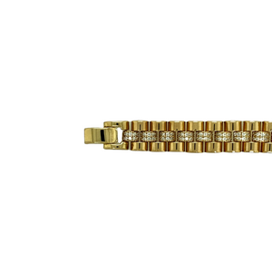 New 9ct Gold & Cubic Zirconia Set 7.5" Watch Style Bracelet