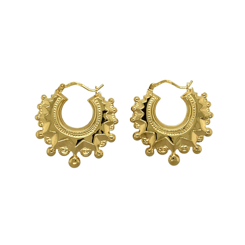 New 9ct Gold Fancy Patterned Creole Earrings