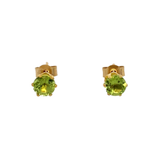 Load image into Gallery viewer, New 9ct Yellow Gold &amp; Peridot Stud Earrings with the weight 0.30 grams. The peridot stone is 4mm diameter
