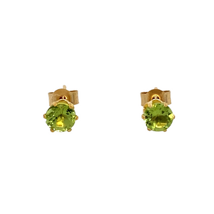 New 9ct Yellow Gold & Peridot Stud Earrings with the weight 0.30 grams. The peridot stone is 4mm diameter