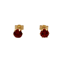 Load image into Gallery viewer, New 9ct Yellow Gold &amp; Garnet Stud Earrings with the weight 0.30 grams. The garnet stone is 4mm diameter
