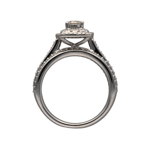 New 9ct White Gold & Diamond Square Halo Ring