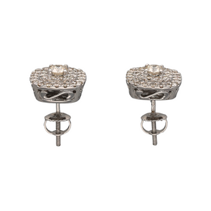 New 9ct White Gold & Multi Set Diamond 1ct Stud Screwback Earrings