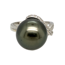 Load image into Gallery viewer, 18ct White Gold Diamond &amp; Grey Pearl Set Dress Ring
