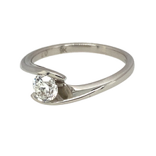 Load image into Gallery viewer, Preowned 9ct White Gold &amp; Diamond Set Twist Solitaire Ring in size L with the weight 2.30 grams. The Diamond is approximately 40pt with approximate clarity Si2 and colour J - K
