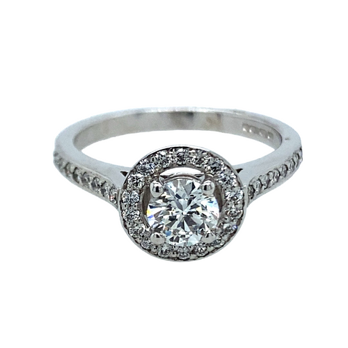 18ct White Gold Brilliant Cut Diamond Halo Set Ring