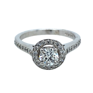 18ct White Gold Brilliant Cut Diamond Halo Set Ring