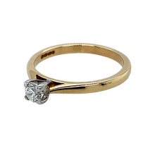 Load image into Gallery viewer, New 9ct Yellow Gold Brilliant Cut Diamond Solitaire Ring with the colour G/H and Diamond grade Si. This ring is in size N in a four claw setting with the weight 2.20 grams
