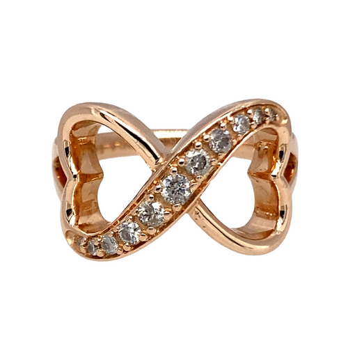 14ct Gold & Diamond Set Double Heart Ring