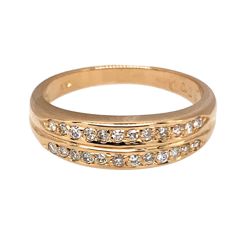 18ct Gold & Diamond Double Row Band Ring