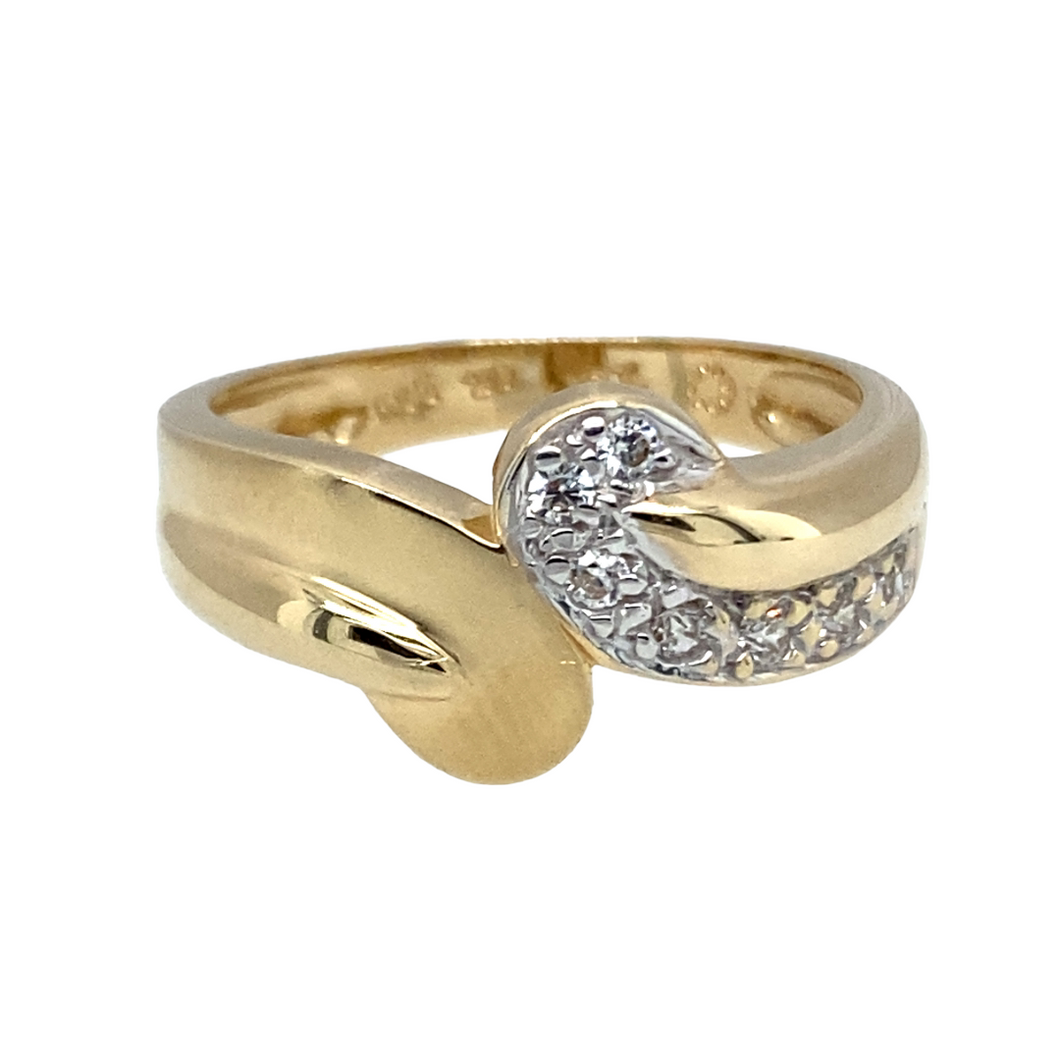 14ct Gold & Cubic Zirconia Swirl Dress Ring